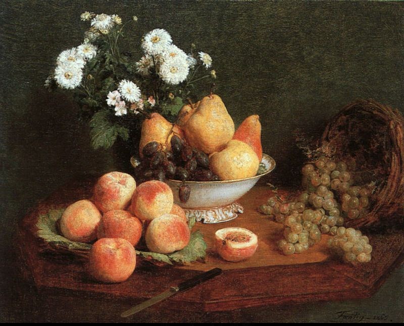 Henri Fantin-Latour Flowers & Fruit on a Table 1865